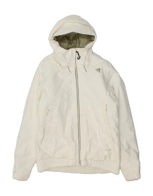 ADIDAS Womens Clima Proof Hooded Windbreaker Jacket UK 14 Large White