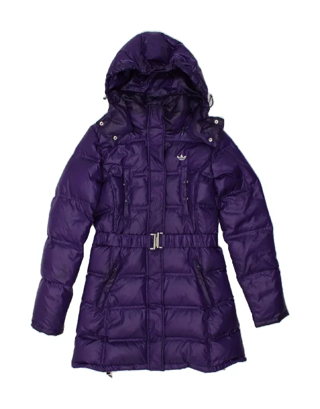 ADIDAS Womens Hooded Padded Coat EU 38 Medium Purple Polyester