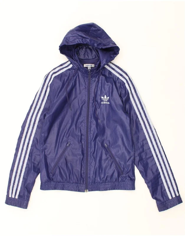 ADIDAS Womens Hooded Rain Jacket EU 40 Medium Purple Polyester