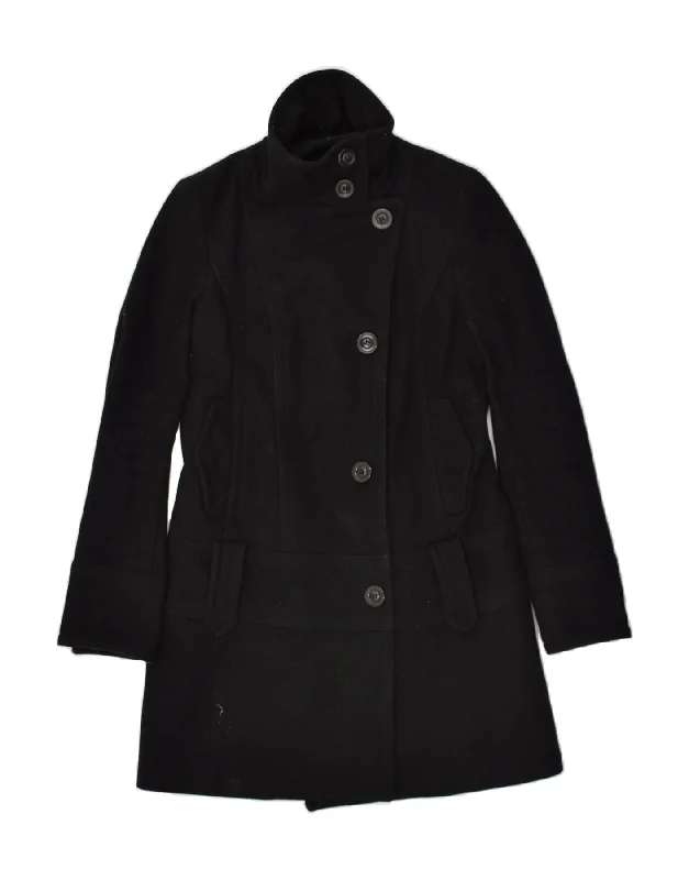 BENETTON Womens Overcoat IT 40 Small Black Wool