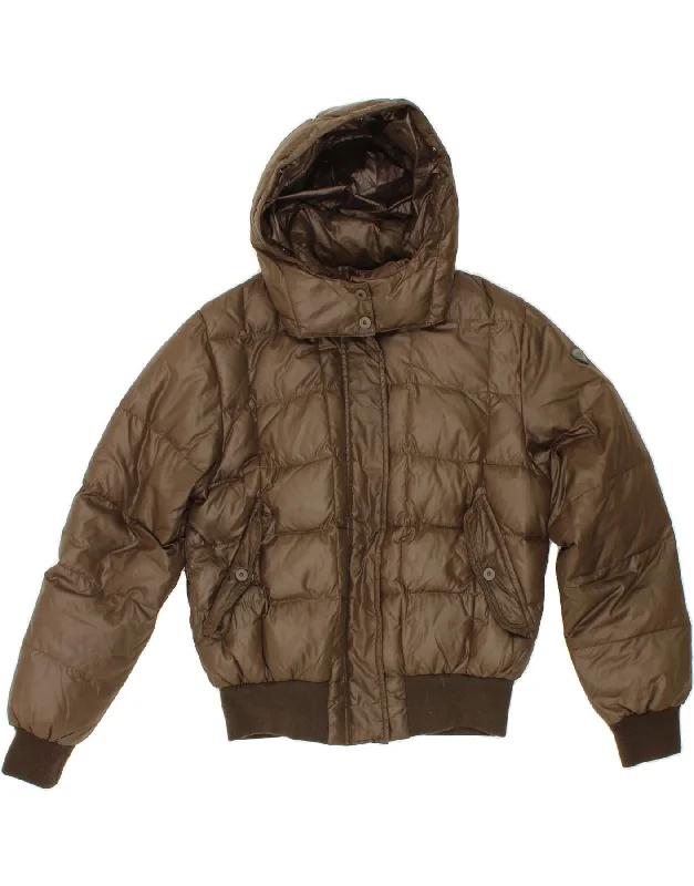 BEST COMPANY Womens Hooded Padded Jacket UK 10 Small Brown Polyamide