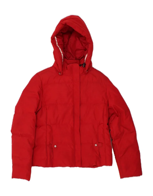 CHAMPION Womens Hooded Padded Jacket UK 10 Small Red Polyester