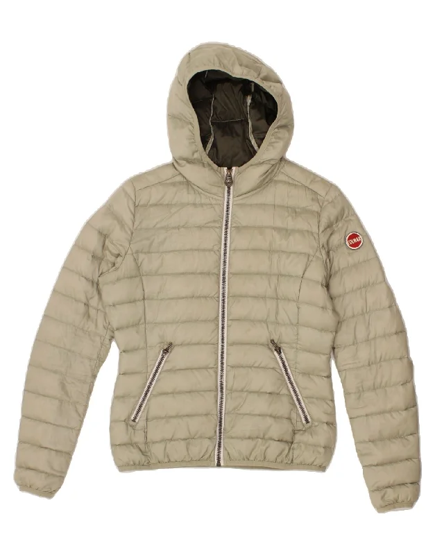 COLMAR Womens Hooded Padded Jacket IT 42 Medium Beige Polyester