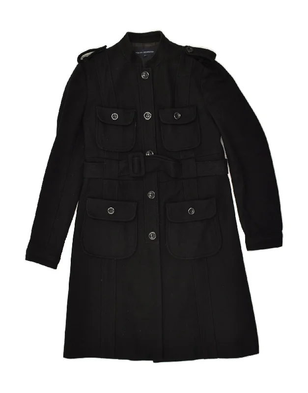 FRENCH CONNECTION Womens Overcoat UK 12 Medium Black Wool