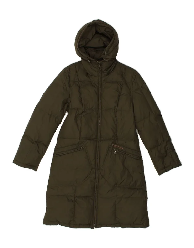 GAS Womens Hooded Padded Coat UK 10 Small Khaki Nylon