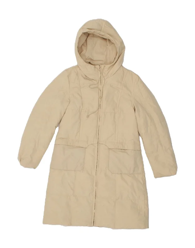 GAS Womens Hooded Padded Coat UK 14 Medium Beige Polyester