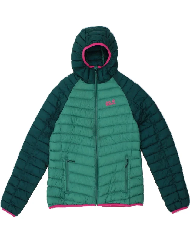 JACK WOLFSKIN Womens Hooded Padded Jacket UK 12/14 Medium Green