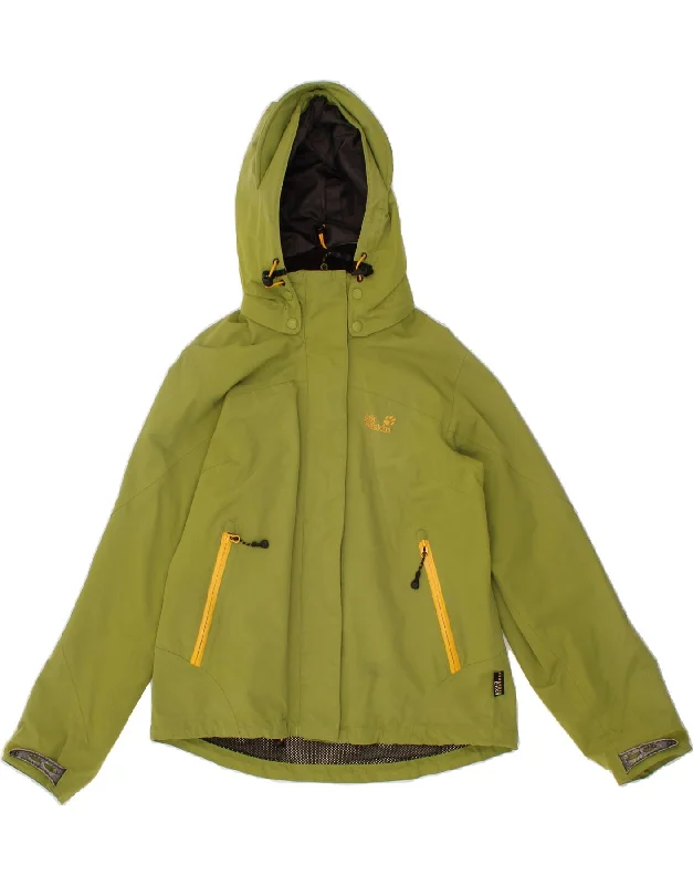 JACK WOLFSKIN Womens Hooded Rain Jacket UK 12/14 Medium Green Polyamide