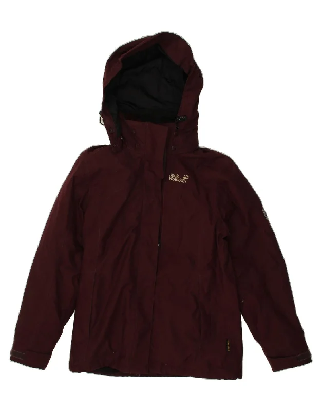 JACK WOLFSKIN Womens Hooded Windbreaker Jacket UK 10 Small  Burgundy