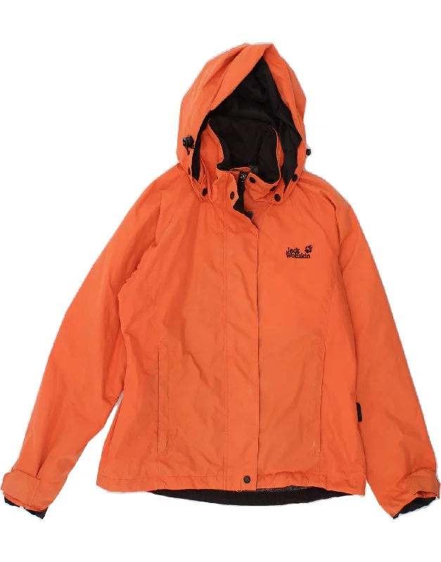 JACK WOLFSKIN Womens Hooded Windbreaker Jacket UK 12 Medium  Orange