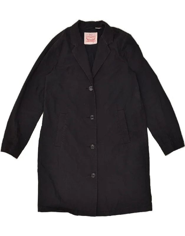 LEVI'S Womens Loose Fit Overcoat UK 10 Small Black Cotton