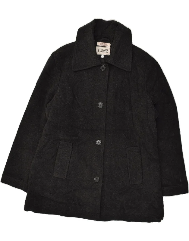 LONDON FOG Womens Overcoat UK 18 XL Black Wool