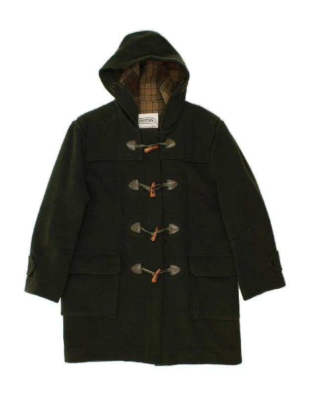 MAESTRAMI Womens Hooded Duffle Coat IT 44 Medium Green Wool