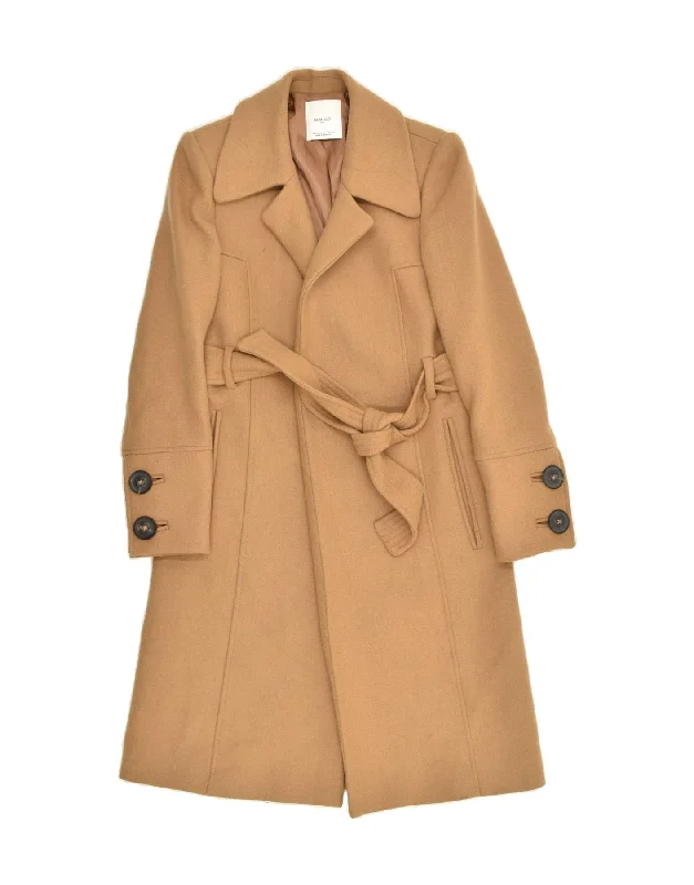 MANGO Womens Overcoat UK 8 Small Beige