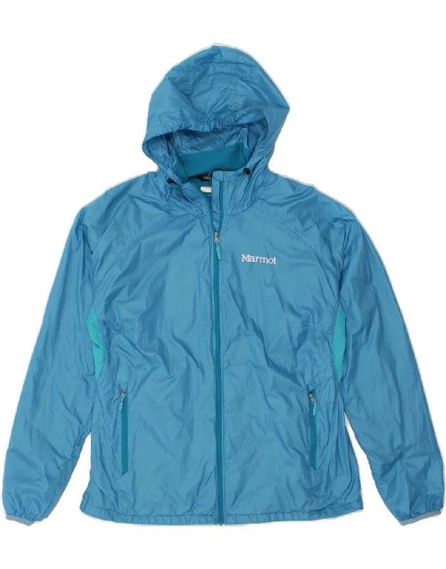 MARMOT Womens Hooded Rain Jacket UK 16 Large Blue Nylon