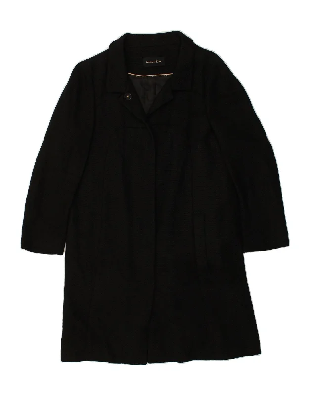 MASSIMO DUTTI Womens Overcoat EU 38 Medium Black Cotton