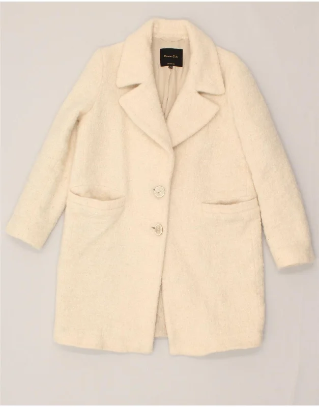 MASSIMO DUTTI Womens Overcoat EU 40 Medium Off White Viscose