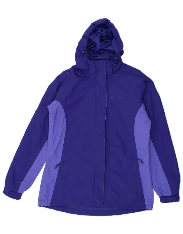 MOUNTAIN WAREHOUSE Womens Hooded Rain Jacket UK 12 Medium Navy Blue