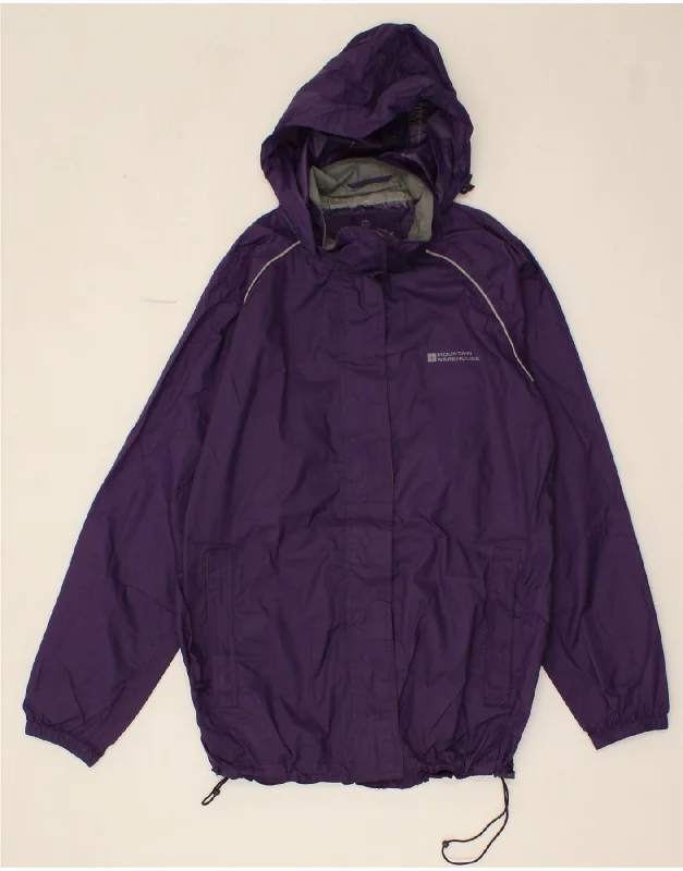 MOUNTAIN WAREHOUSE Womens Hooded Rain Jacket UK 12 Medium Purple Nylon