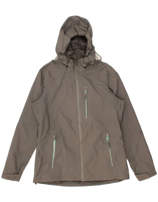 MOUNTAIN WAREHOUSE Womens Hooded Rain Jacket UK 14 Large Grey Nylon