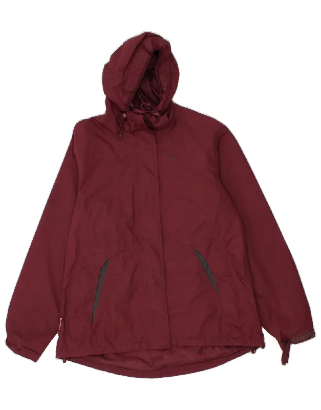 MOUNTAIN WAREHOUSE Womens Hooded Rain Jacket UK 16 Large  Burgundy Nylon