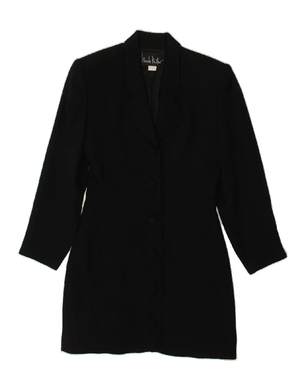 NICOLE MILLER Womens Overcoat UK 8 Small Black Rayon