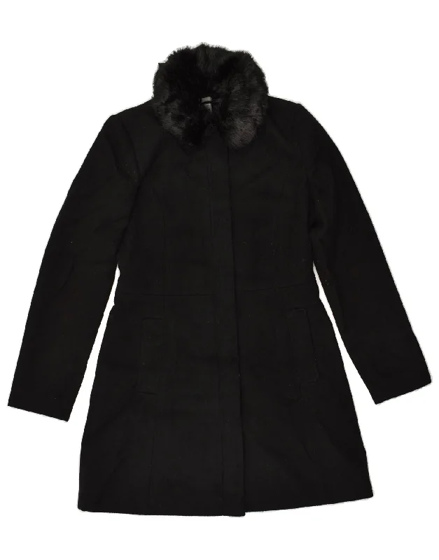 OASIS Womens Overcoat UK 10 Small Black Polyester