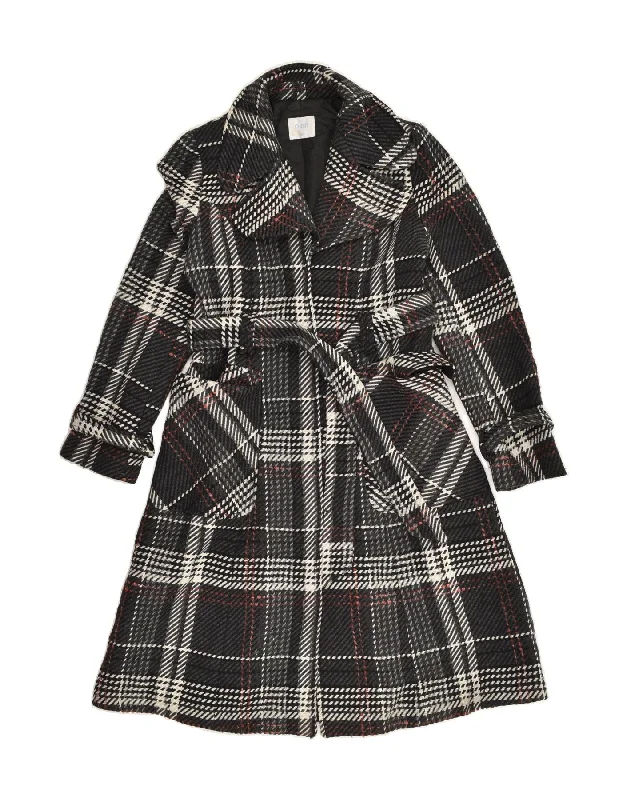 OASIS Womens Overcoat UK 10 Small Grey Check Wool