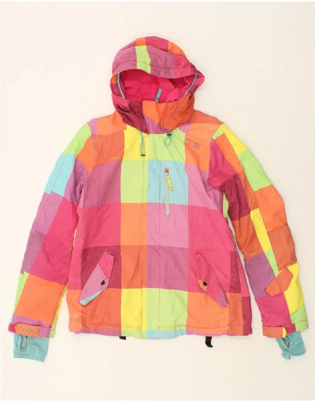 O'NEILL Womens Hooded Windbreaker Jacket UK 16 Large Multicoloured Check