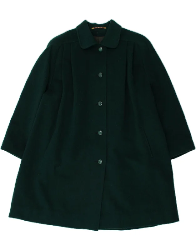 STEINBOCK Womens Overcoat UK 22 3XL Green Virgin Wool