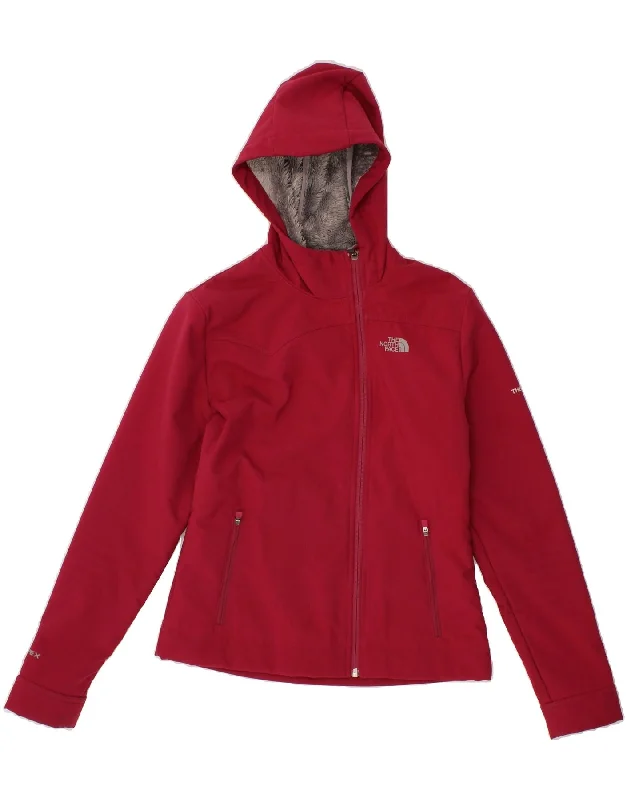 THE NORTH FACE Womens Hooded Sherpa Jacket UK 10 Small Red Polyester