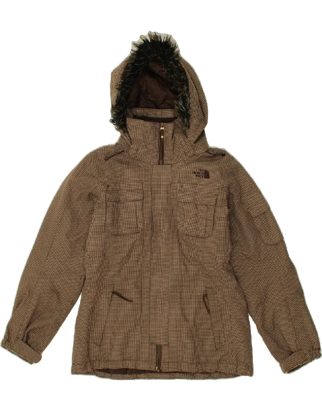 THE NORTH FACE Womens Hooded Windbreaker Jacket UK 10 Small Brown