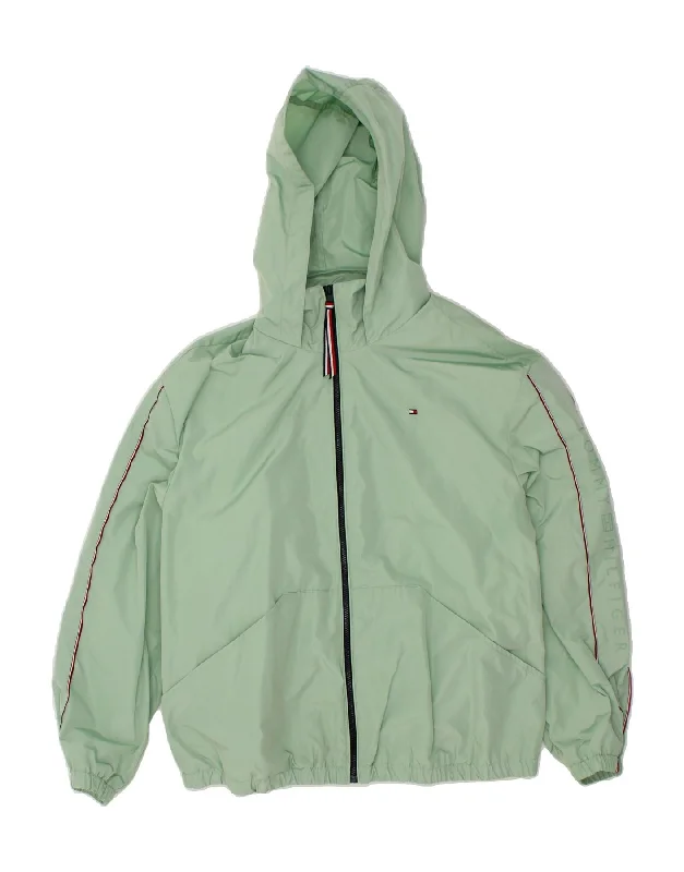 TOMMY HILFIGER Womens Loose Fit Hooded Rain Jacket UK 14 Medium Green