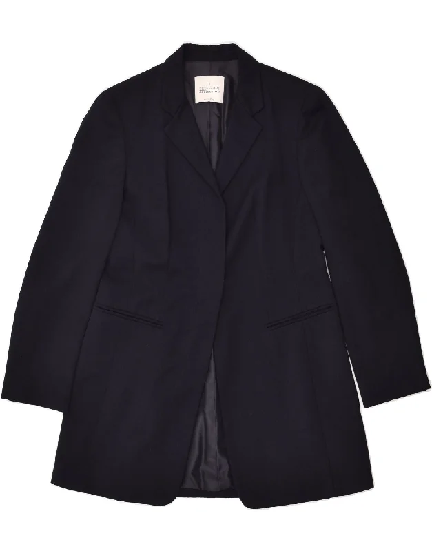 TRUSSARDI Womens Overcoat IT 44 Medium Navy Blue