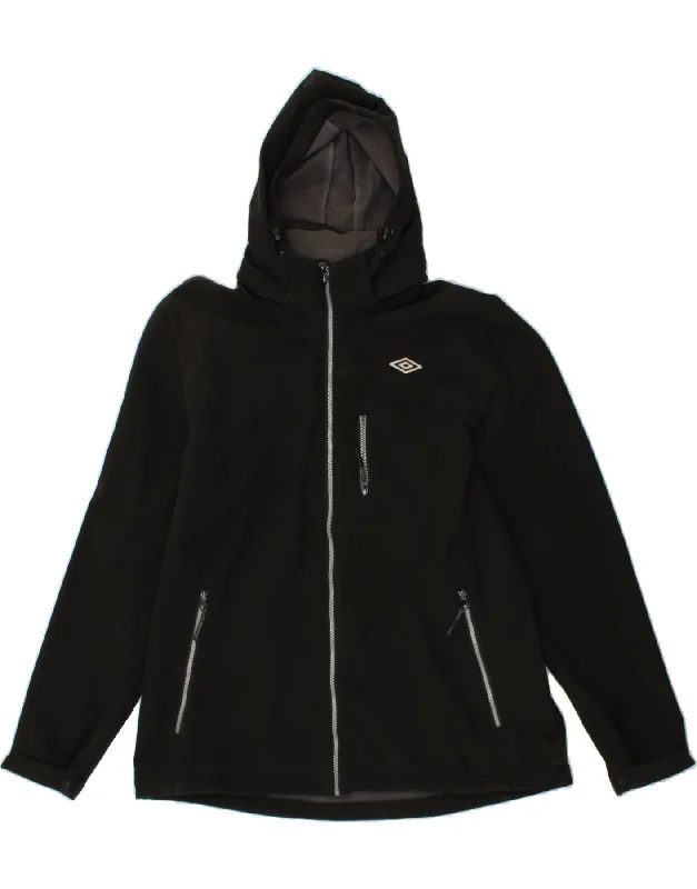 UMBRO Womens Hooded Windbreaker Jacket UK 20 2XL Black Polyester