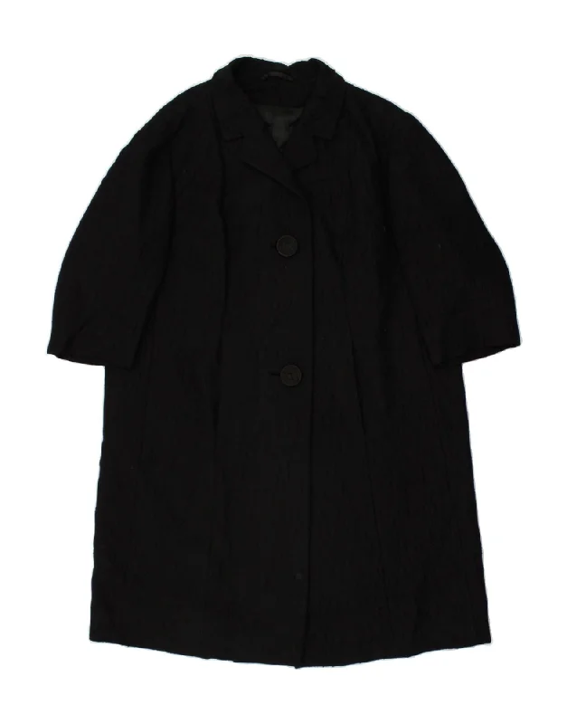 VINTAGE Womens 3/4 Sleeve Overcoat UK 10 Small Black