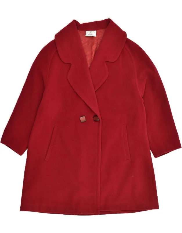 VINTAGE Womens Overcoat IT 46 Large Red Wool