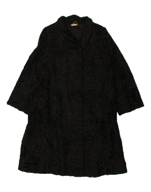 VINTAGE Womens Overcoat UK 10 Small Black