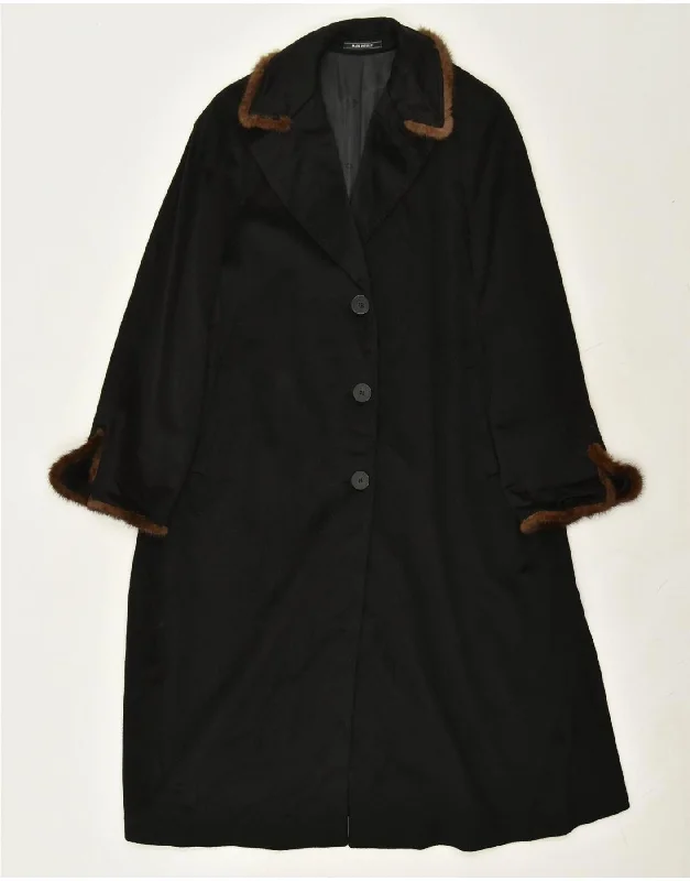 VINTAGE Womens Overcoat UK 16 Large Black