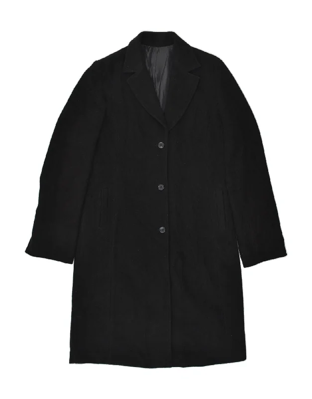 VINTAGE Womens Overcoat UK 16 Large Black Polyester