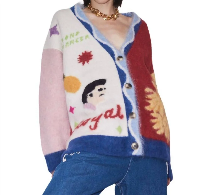 All Aboard Knit Cardigan In Multi-Colored