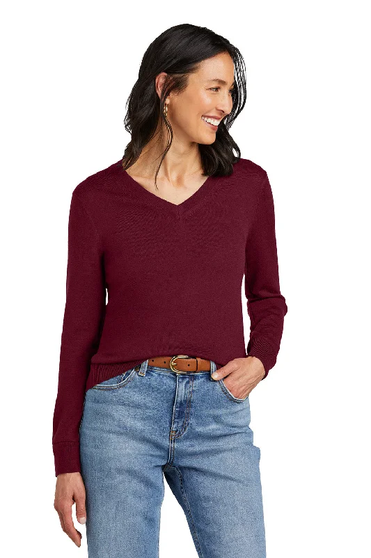 Brooks Brothers Womens Merino Long Sleeve V-Neck Sweater - Vintage Port Red - COMING SOON