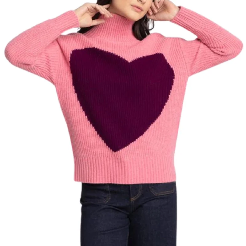 Heart Funnel Sweater In Shrimp