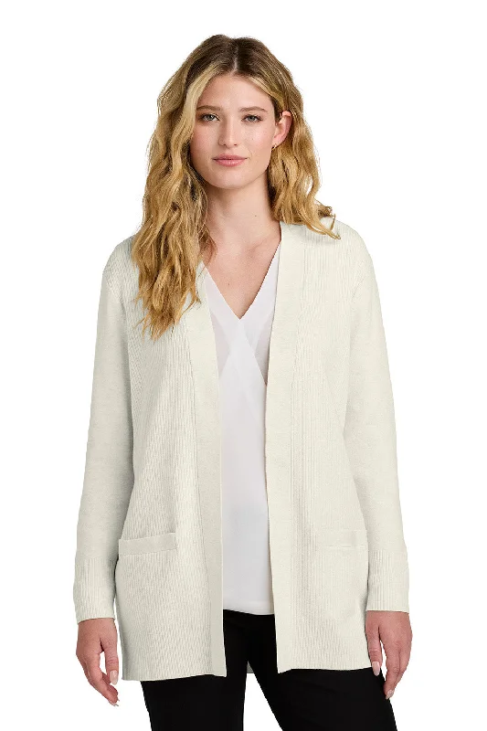 Port Authority Womens Easy Care Open Front Long Sleeve Cardigan Sweater w/ Pockets - Heather Oatmeal - COMING SOON