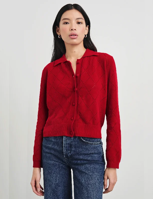 Simone Velvet Sweater, Red