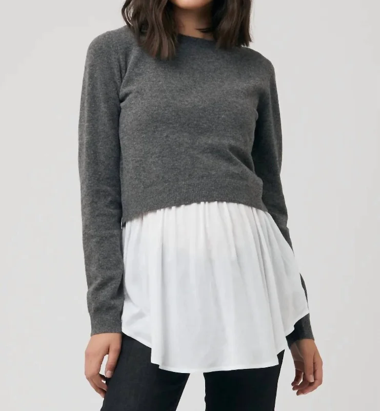 Sandy Detachable Nursing Knit In Charcoal