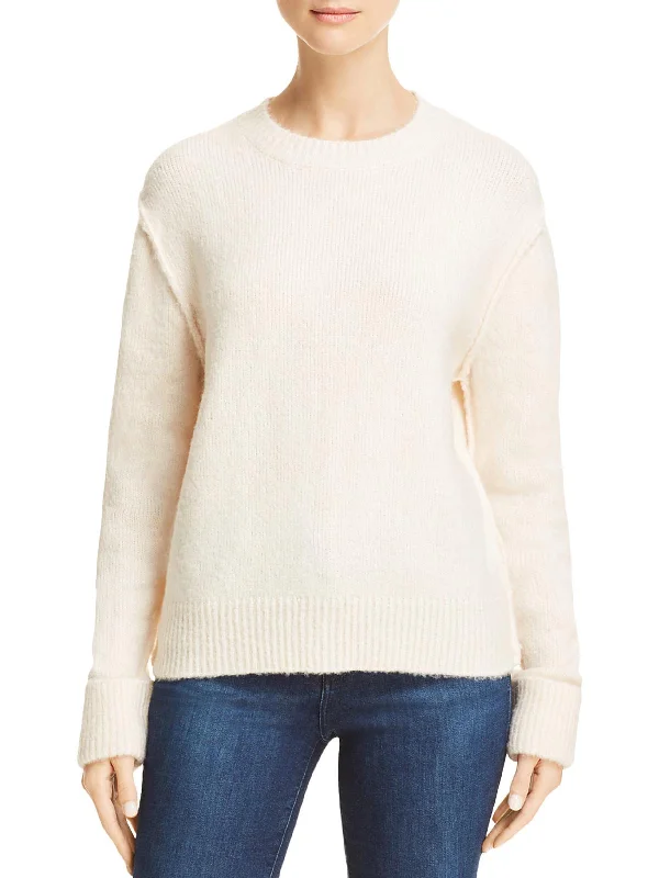 Womens Ribbed Trim Long Sleeves Sweater