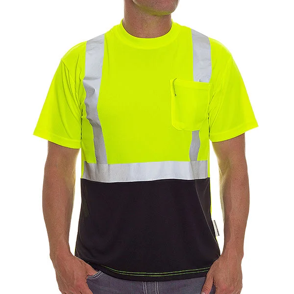 Hi-Viz Brand® Class 2 Dri-Fit T-Shirts with Pocket (Black Bottom)