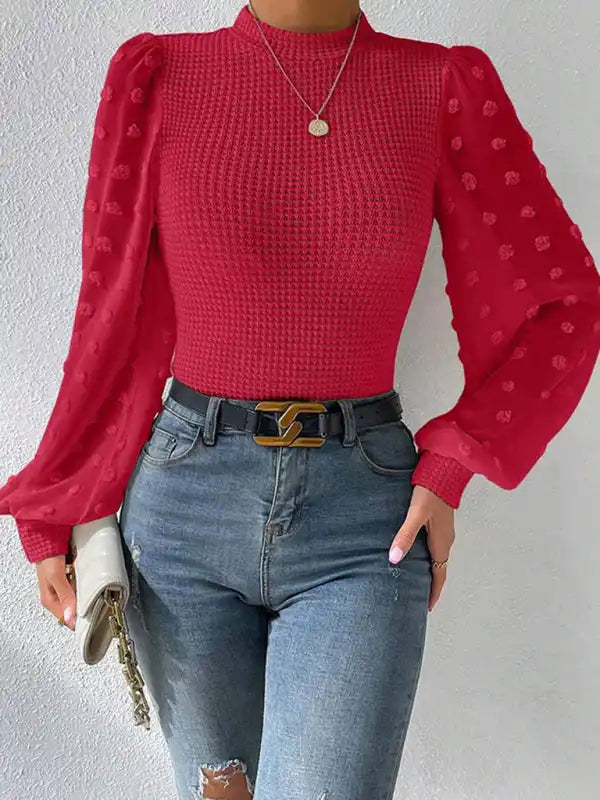 Women’s New Fashionable Round Neck Spliced Long Sleeve Sweater