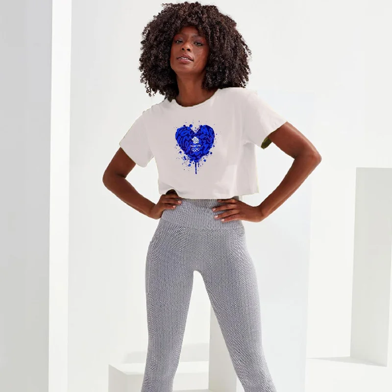 Team GB Heart Graffiti Cropped T-Shirt White